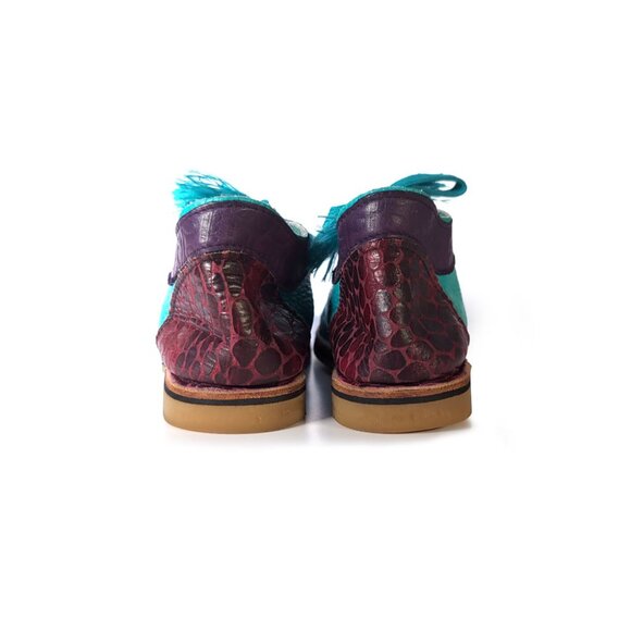 VINTAGE 80's Handpainted Leather Shoes Benchcrafted Vibram Rubber Soles Size 5.5 - Picture 9 of 11